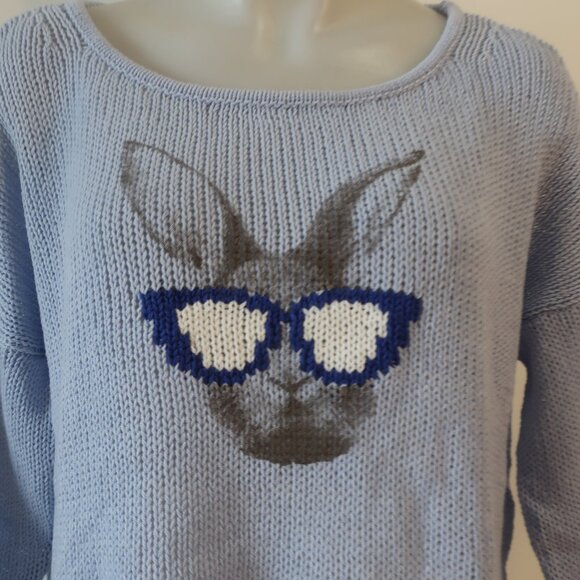 NWT Womens Wooden Ships Blue Wisp Gray Hip Hare Slouchy Crew Neck Sweater S/M - Picture 5 of 8